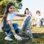 kids picking up trash